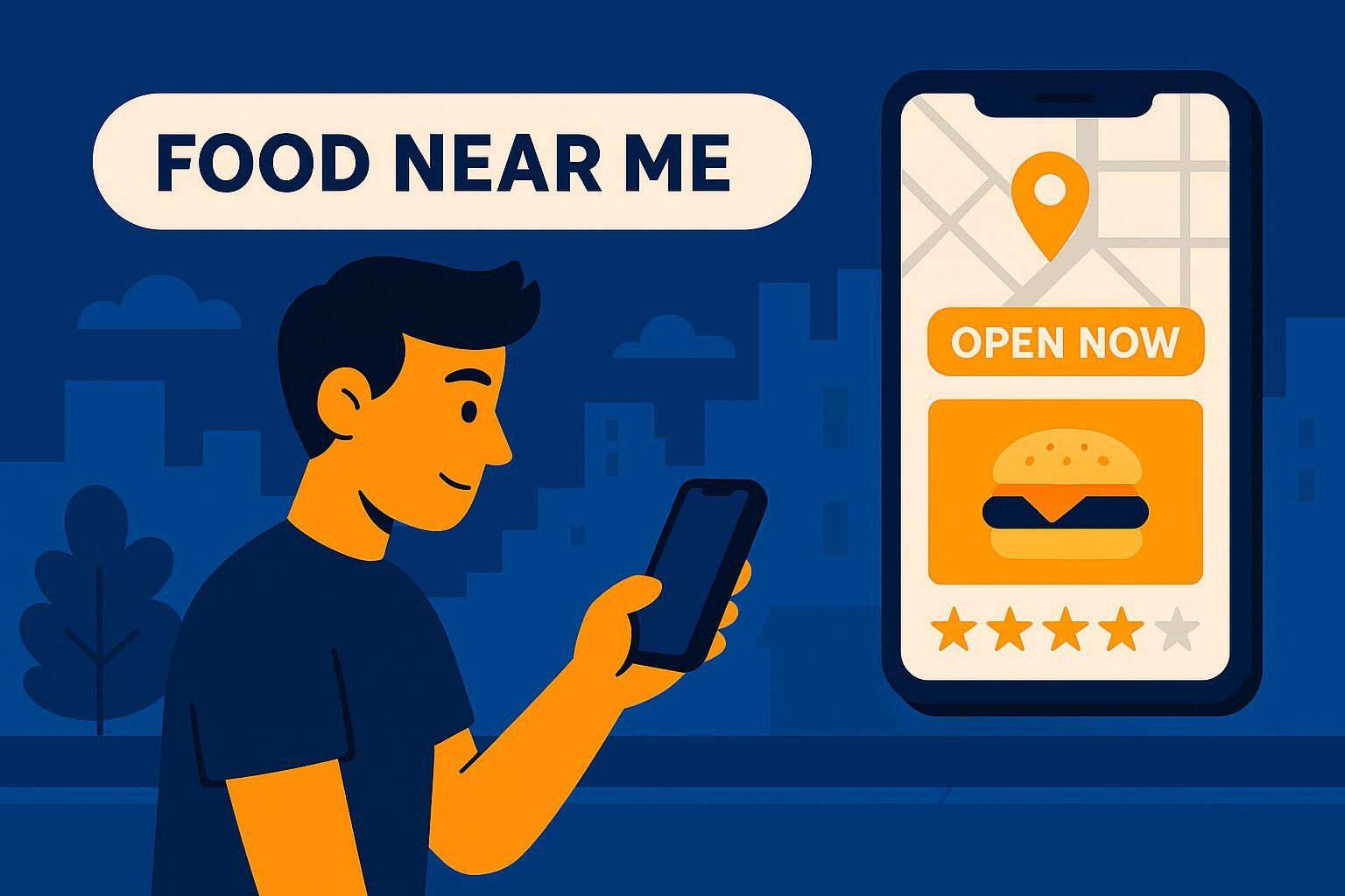 Food Near Me Why ‘Food Near Me’ is the most human search and what it reveals about mobile behavior “near me” modifiers, accessibility attributes, attribute-based filtering, conversion-oriented photos, diner decision loop, food near me, hyperlocal discovery, local SEO psychology, menu visibility, mobile search behavior, mobile-first UX, open now queries, price transparency, profile freshness, proximity-based content, restaurant reviews behavior, restaurant search habits, structured business data, visual decision cues, voice-based local search